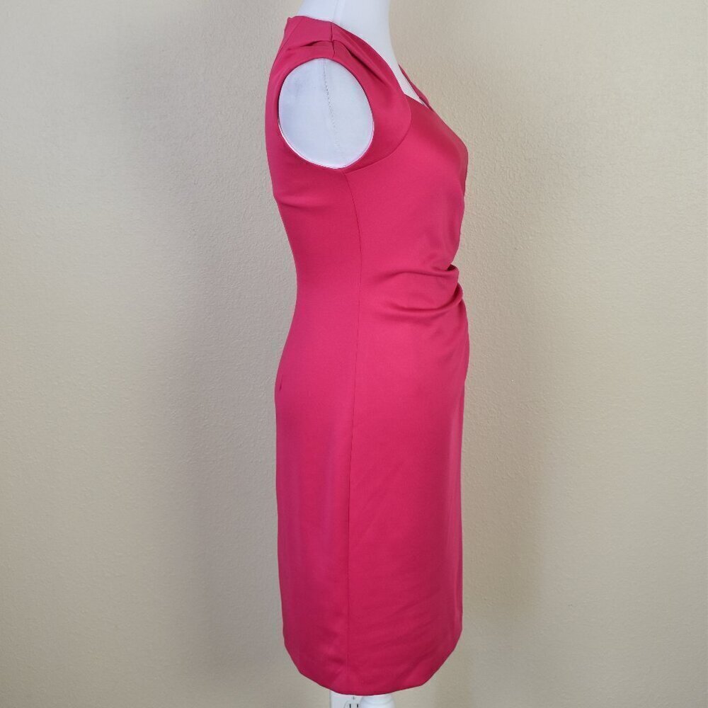 Calvin Klein Horseshoe Neck Ruched Scuba Sheath Dress Pink - 2 - Picture 6 of 8